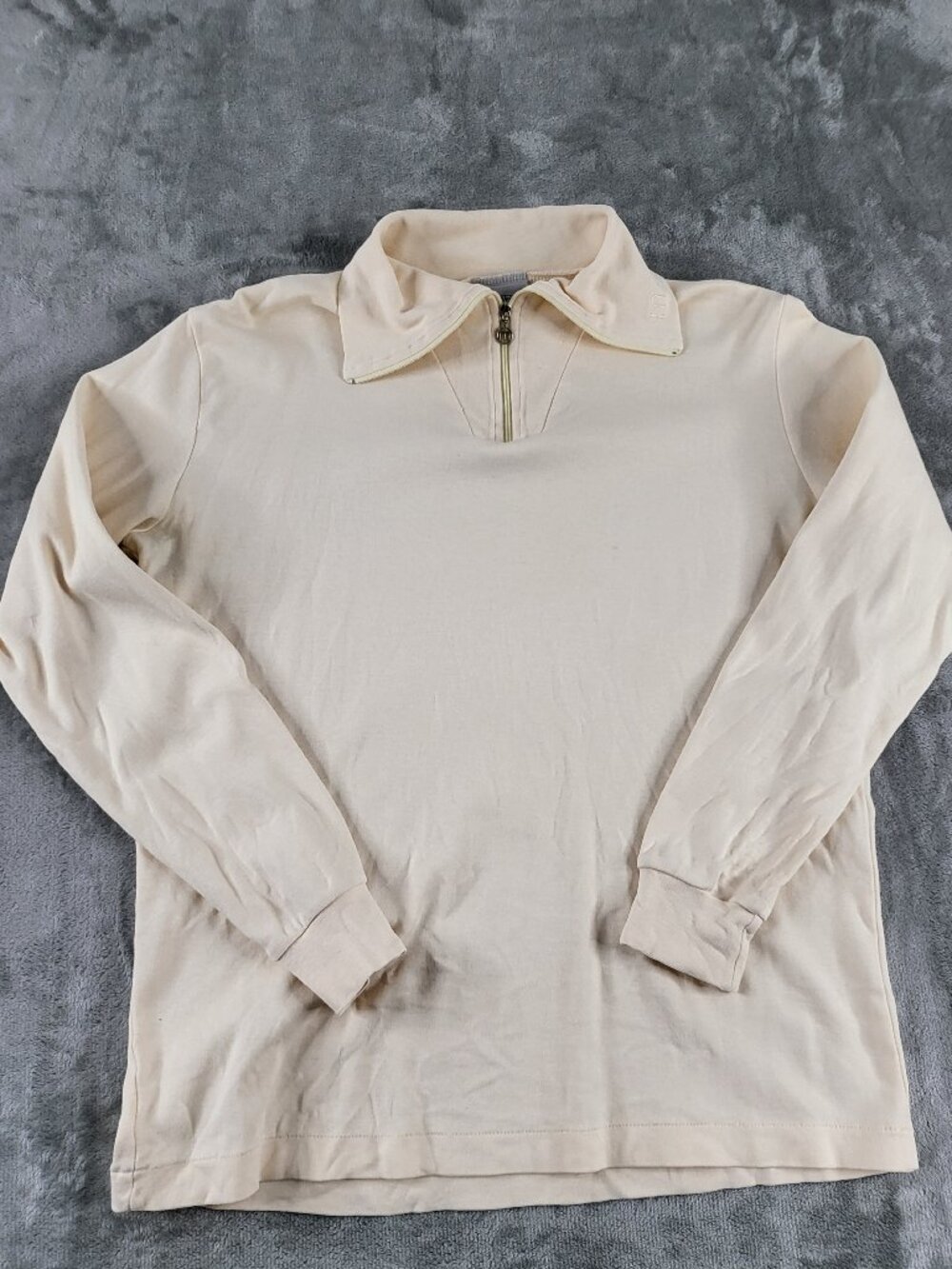 Vintage Mӓser Cream Quarter Zip Collared Pullover Long Sleeve Top Size Womens L